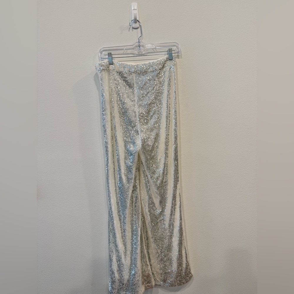 Elegant Silver Sequin Women's Pants - Picture 4 of 4